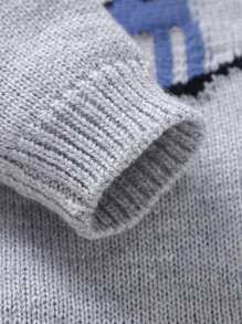 SHEIN Baby With Little Horse Pattern Knitted Sweater - Grey - View 3