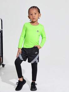 SHEIN 男孩圓領t恤和長褲運動套裝 - 彩色 - 查看 5