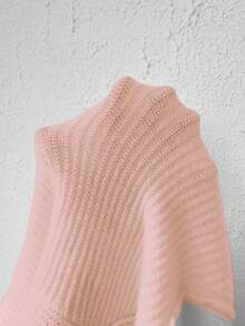 SHEIN Privé Của phụ nữ Mặt trước Nút Áo len Mở - Hồng - Xem 4