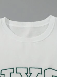 Calvaya Plus Size Letter Printed Fleece Sweatshirt - White - View 4