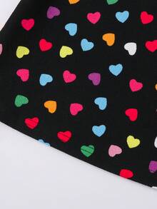 SHEIN 幼兒女孩心形印花兩件式吊帶洋裝和運動衫 - 黑色 - 查看 6