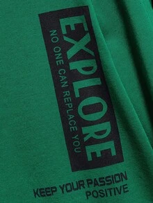 SHEIN Cậu bé Tween Giải trí Thoải mái Lỏng lẻo phù hợp Khối màu Hai chiếc Bộ - màu xanh lá - Xem 4