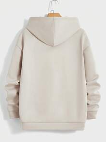 Manfinity RebelGame Nam Dây rút Đồ họa Chữ cái Hoodie Và Quần Chạy bộ Bộ - Màu be - Xem 9