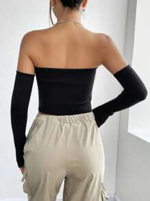 Lunelith SHEIN Lunessa Women's Off Shoulder Cropped Knit Top Fall Cloth For Women