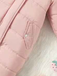 Baby Girls' Stylish & Casual Jumpsuit With Long Sleeve & Warm Coat, Suitable For Outdoor Activities, Winter - Multicolor - View 6