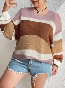 Flirla 大尺碼條紋休閒百搭毛衣 - 彩色 - 查看 6