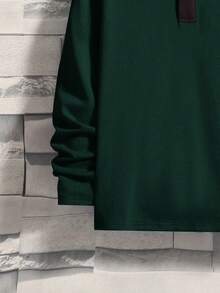 SHEIN Cậu bé Tween Bằng phẳng Dệt kim Vòng cổ Tay áo dài Lỏng lẻo Và Thoải mái Áo polo - màu xanh lá - Xem 5