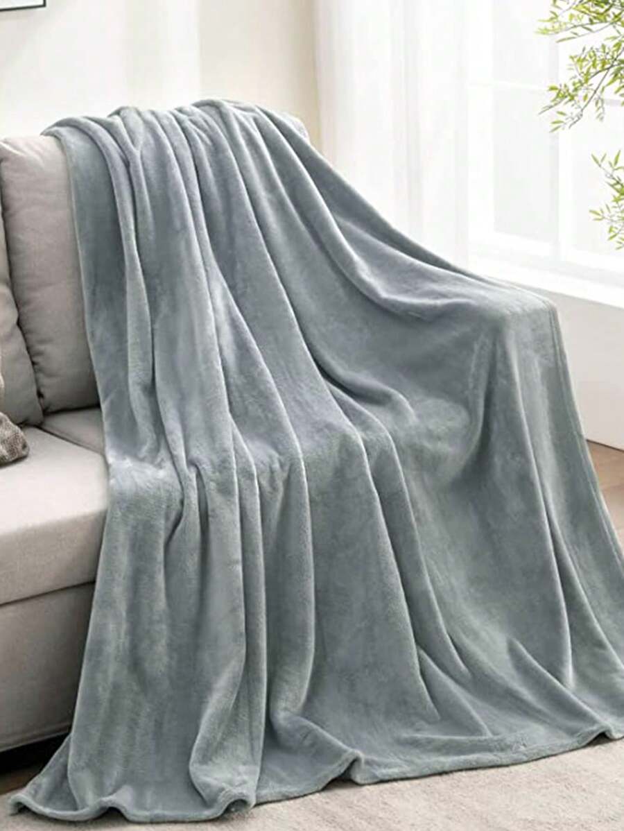 1pc Plain Color Blanket, Grey Simple Throw Blanket, Soft Sleeping Blanket For Household - Grey - View 1