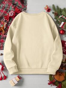 SHEIN EZwear 聖誕節卡通字母印花絨毛衣