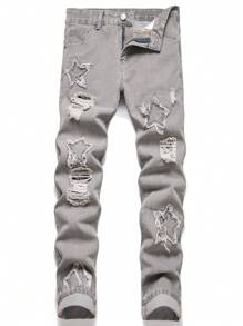 Tween Boy Casual Distressed Denim Jeans - Grey - View 1