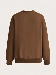 SHEIN Maternity Solid Color Fleece Sweatshirt (3pcs Set), For Winter - Multicolor - View 13