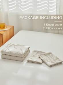 3 件套米色树枝图案簇绒纹理涤纶羽绒被套，现代波西米亚风床上用品套装，适合所有季节，柔软、透气、可机洗，客房被套套装（1 个羽绒被套 + 2 个枕套） - 米色 - 查看 6