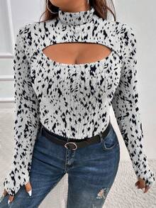 SHEIN Franclia Top Estampado Con Patrón Halter De Malla - Gris - Ver 5