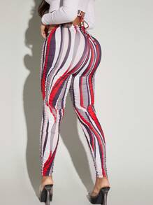 SHEIN SXY 綜合印花中空腰側開叉打底褲 - 彩色 - 查看 2