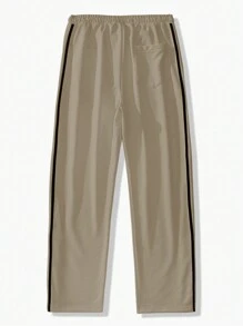 Manfinity Homme Men's Loose Fit Drawstring Waist Sweatpants, For Rave - Khaki - View 2