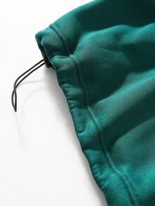 Green Drawstring Plus Size Sweatshirt - Dark Green - View 6