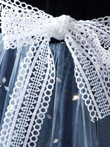 SHEIN 女孩層疊網紗裙配腰帶和羊肉袖 - 彩色 - 查看 6