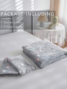 3 Piezas/set Juego De Ropa De Cama De Franela De Múltiples Colores Luminosos - Gris - Ver 8