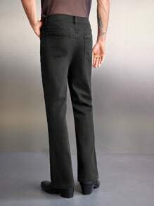 SWAVVY Nam Chất rắn Thon gọn Quần jean Bootcut - màu đen - Xem 2