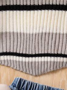 Teenage Girls' Striped Pullover Sweater - Grey - View 3