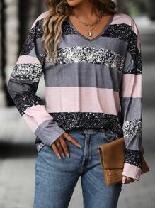 SHEIN LUNE Ladies' Stripe T-shirt - Multicolor - View 5