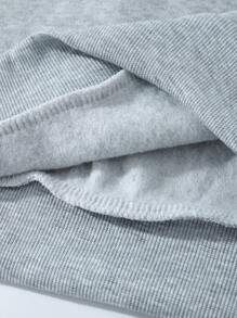 SHEIN Essnce 女士長毛絨內膽連帽衫,蝴蝶和字母印花設計 - 灰色 - 查看 6