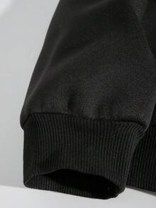 SHEIN EZwear Của phụ nữ Lông cừu Hoodie Với Lá thư Và Ngọn lửa In ấn - Màu xanh nhạt - Xem 5