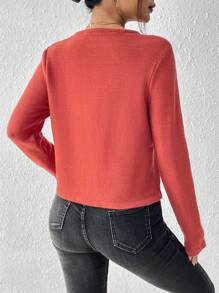 SHEIN LUNE 女士純色流蘇套頭毛衣 - 咖啡棕 - 查看 2