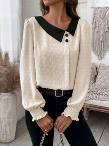 SHEIN LUNE 女士色塊翻領襯衫 - 彩色 - 查看 4