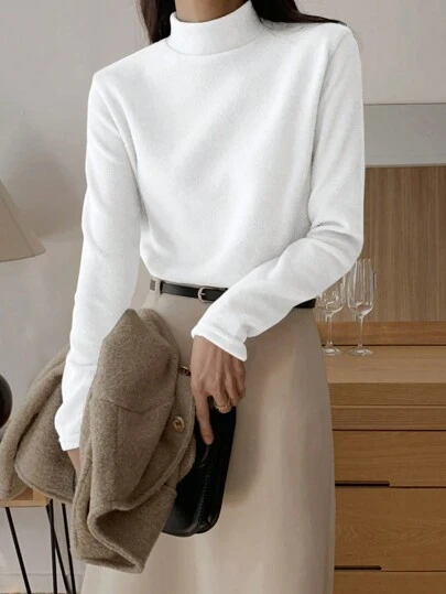 DAZY 女式纯色立领T恤长袖女式上衣立领女式