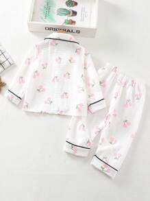 Bộ đồ ngủ in hình động vật dễ thương cho bé gái, phong cách thường ngày - trắng - Xem 2