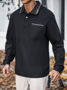 Manfinity Homme 男士大码拼接邊POLO衫 - 彩色 - 查看 3