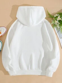 INAWLY Women's Hoodie With Portrait Pattern - White - View 2