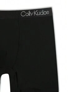 5pcs/Set Men's Plain Letter Decor Boxer Briefs With Long Leg