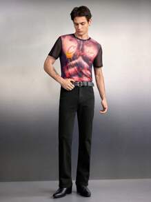 SWAVVY Nam Chất rắn Thon gọn Quần jean Bootcut - màu đen - Xem 3