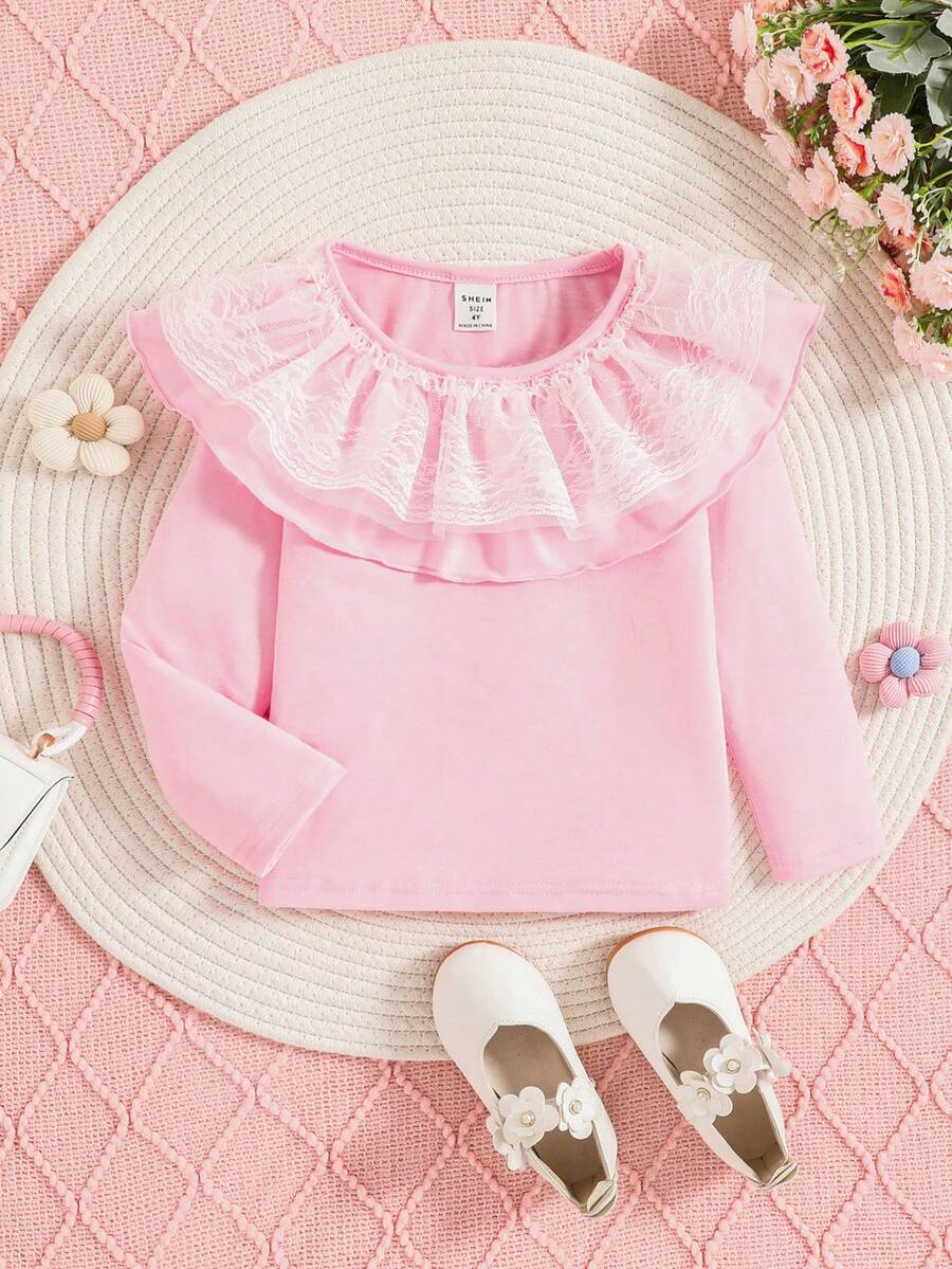 SHEIN Camiseta Interior De Estilo Dulce Y Lindo Para Niñas - Rosa - Ver 1