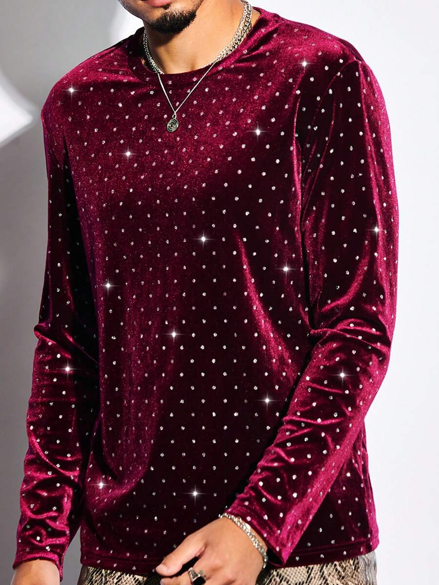 GENTILAND 針織休閒長袖t恤 - 酒紅色 - 查看 1