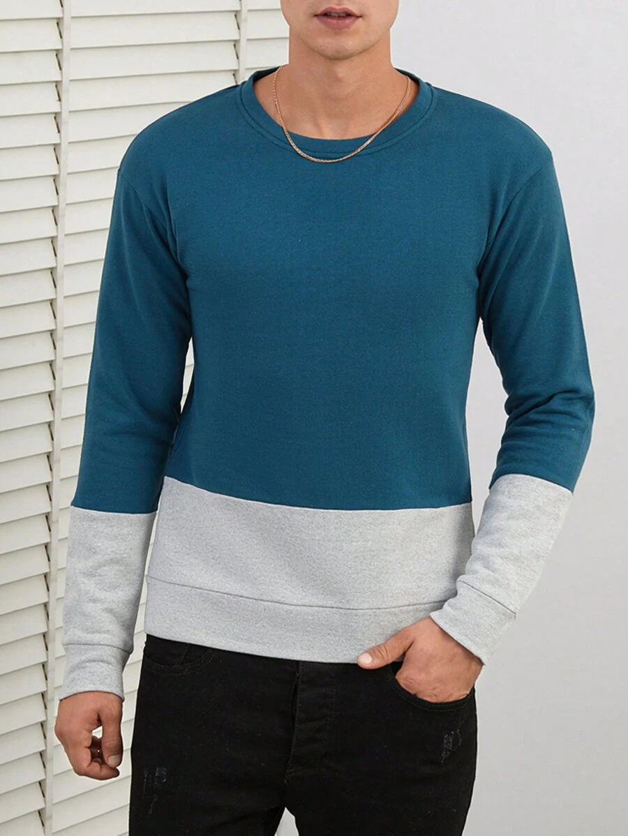 RueChic Nam Đơn giản Khối màu Vòng cổ Áo nỉ - Nhiều màu - Xem 1