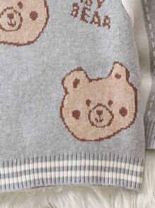 Young Boys' Bear Print Sweater - Grey - View 5