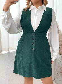 Franclia Plus Button Front Overall Dress Without Shirt
