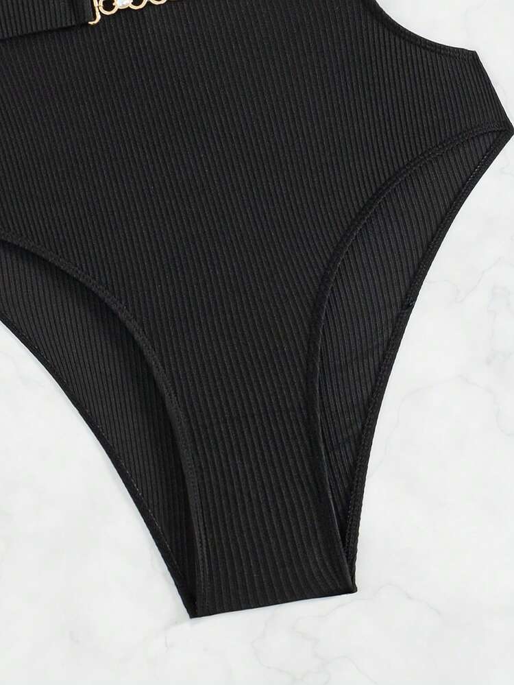 Women's One Piece Halter Swimsuit With Removable Belt Summer