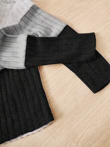 SHEIN Cô gái Đúng mốt Trang phục trên phố Vòng cổ Chặn màu Tay áo dài Áo thun - Xám - Xem 3