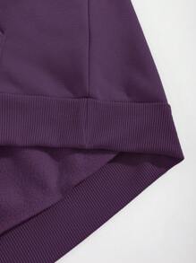 INAWLY Women's Purple Hooded Sweatshirt And Pants Set With Drawstring - Purple - View 6