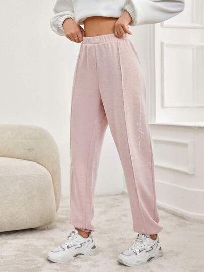 EURMUSE Women'S Monochrome Raw Seamed Sweatpants