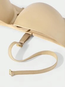 LUVLETTE Plus Dream Curve Support + Strapless Satin Push-Up Bra T-Shirt Basic Half Bra - Apricot - View 12