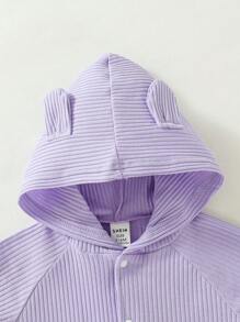 寶寶可愛耳設計秋冬紫色連身褲休閒百搭 - 紫色 - 查看 3