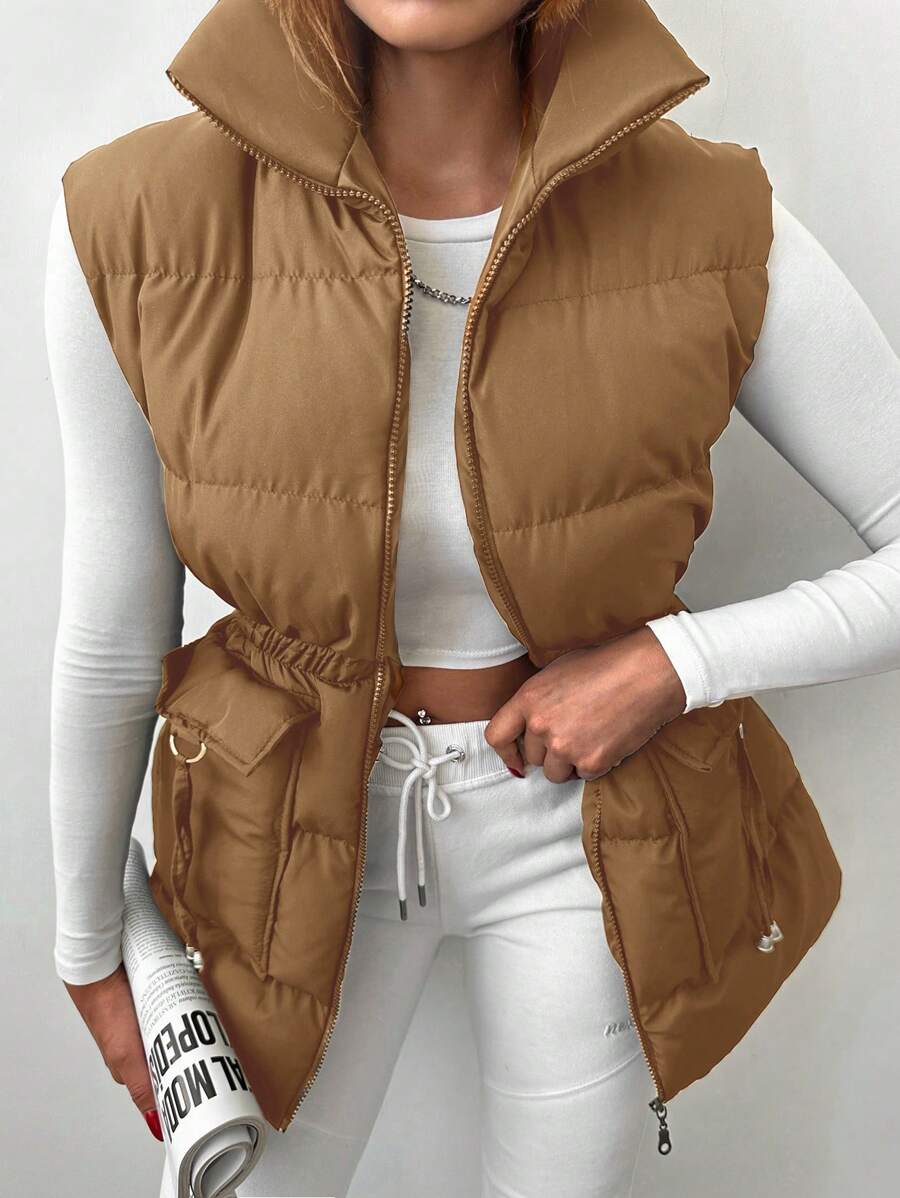 EURMUSE Zip Up Flap Pocket Vest Padded Coat