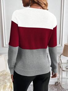 SHEIN Essnce 拼色圓領毛衣 - 彩色 - 查看 2