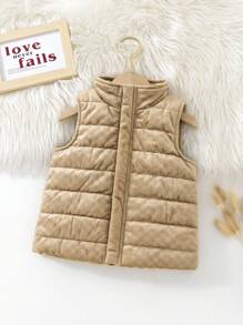 Abrigo sin mangas acolchado de unicolor a cuadros para bebés niños, ropa deportiva casual de invierno con forro térmico