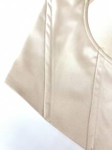 SHEIN MOOSTA 女款純色細肩帶吊帶上衣加大尺寸 - 卡其色 - 查看 5